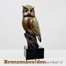 Beeld Uil in bijzondere bronzen patina BBW1565