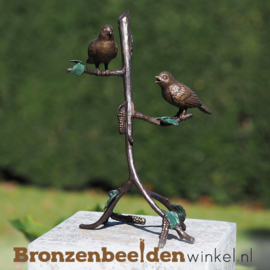 Twee vogeltjes op tak in brons BBW1372br