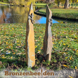 Bronzen hagedis beeldjes op twee zuiltjes BBWR1111