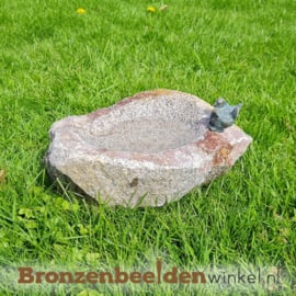 Stenen vogeldrinkbak met vogelpaartje BBWR42064