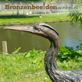 Bronzen vijver beeld reiger BBWR88630