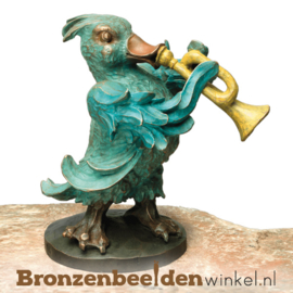 Beeld eend met trompet in brons BBW87532
