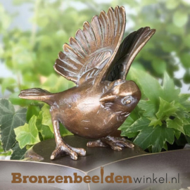 Vogelbad met mus in brons BBW37265