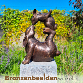 Beeld voor in de tuin "Hazen liefde" BBW0364br