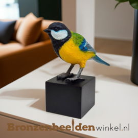 Asbeeld koolmeesje in gekleurd brons BBW1542as