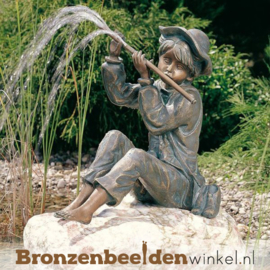 Bronzen tuinbeeld "Peter met fluit" BBWR88722