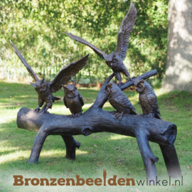 Tuinbeeld uilen op boomstam BBW61076