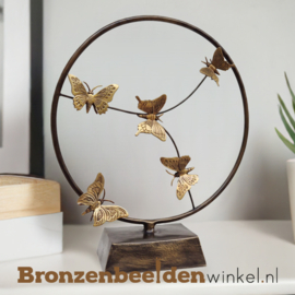 Bronzen beeld van vlinders in cirkel BBW60212