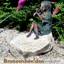 Bronzen tuinbeeld "Meisje met fluit" BBWR88022