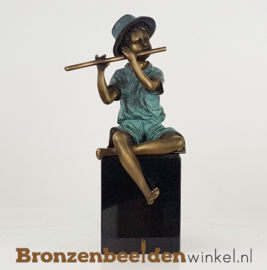 Bronzen jongen met fluit BBW1341br