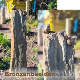 Vogel kunst beelden op sokkel van leisteen - ZOMERACTIE 17