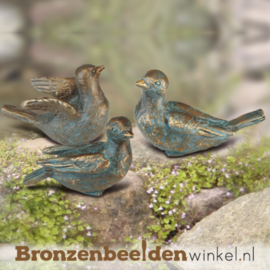 Drie bronzen vogel beeldjes BBW88999
