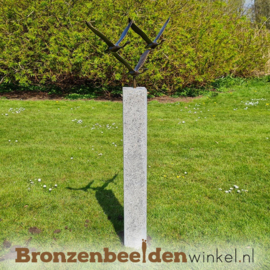 Abstracte tuinbeeld 3 ganzen op Hardsteen sokkel BBWF3GHS