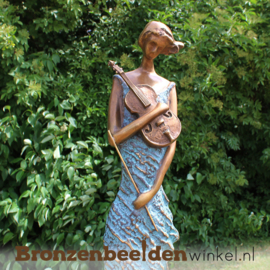 Beeld violiste brons tuinbeeld BBW1719br