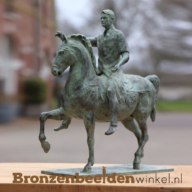 BRONZEN BEELD MAN EN PAARD OP MAAT