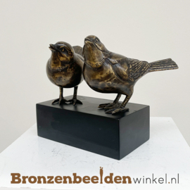 Asbeeld "Vogeltjes op sokkel" in brons BBW80022