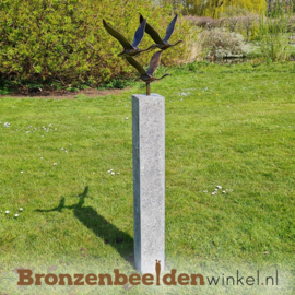 Tuinbeeld 3 ganzen op Hardsteen sokkel BBWF3GHS