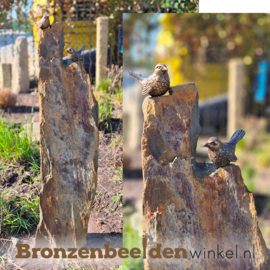 Vogel kunst beelden op sokkel van leisteen - ZOMERACTIE 16