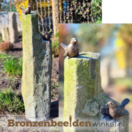 Vogel kunst beelden op sokkel van basalt - ZOMERACTIE 4