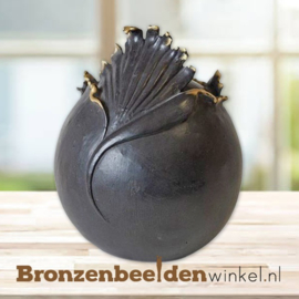 Ronde urn van brons met golven BBW0676br