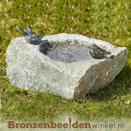 Klein waterornament vogelbadje met 2 vogeltjes BBWR42047