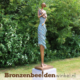 Vrouwenbeeld "Violiste" bronzen tuinbeeld BBW1719br