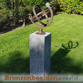 Asbestemming tuin zonnewijzer op sokkel "Zon en Maan" BBW22ab41br