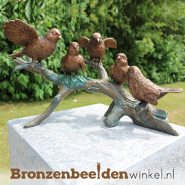 Bronzen vogels op tak als gezinsbeeld met 5 BBW0783br