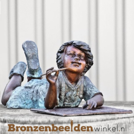 Kinderbeeld "Het Studerende Jongetje" brons BBW51331br