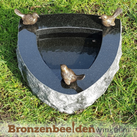 Vogeldrinkschaal Indian Black met 3 vogeltjes BBWR42052