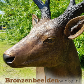 NR 1 | Cadeau man 64 jaar ''Bronzen beeld hert mannelijk'' BBW971