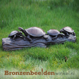 Bronzen schildpadden op boomstronk BBW1468br