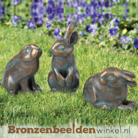 Bronzen konijnen beeldjes BBW37991