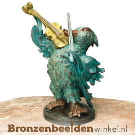 Beeld eend met viool in brons BBW87533