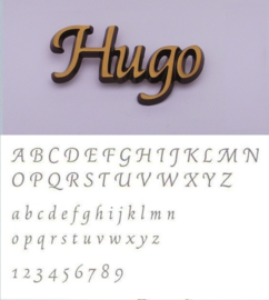 Bronskleurige aluminium letters Hugo