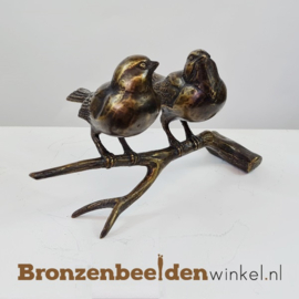 UITVERKOOP Twee vogeltjes op tak in brons BBW0502br