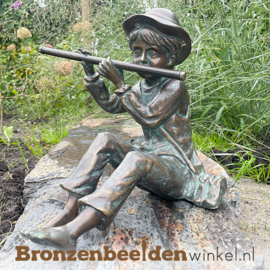 Bronzen tuinbeeld "Peter met fluit" BBWR88722