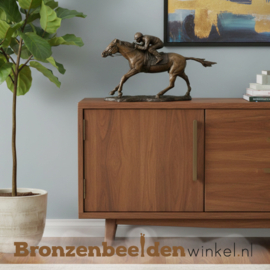 Bronzen beeldje paard met ruiter BBW1095br