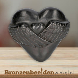 Bronzen urn "Hart met vleugels" BBW0658br-db