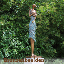 Beeld violiste brons tuinbeeld BBW1719br