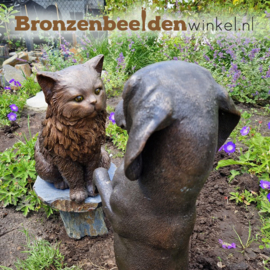 Bronzen kat en hond beeld "De Twee Vriendjes" BBW1459-1464