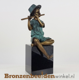 Bronzen jongen met fluit BBW1341br