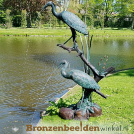 Bronzen reigers als fontein BBW948br