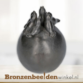 Ronde urn van brons met 6 vogeltjes BBW0666br-db