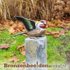 Bronzen distelvink vogeltje in kleur incl. sokkel BBWF6529fa