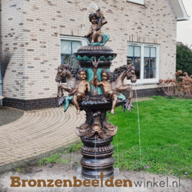 Bronzen fontein met paarden en kinderen BBW8007