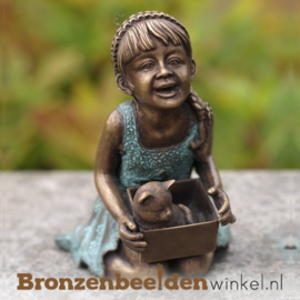 Bronzen meisje met poes BBW1956br