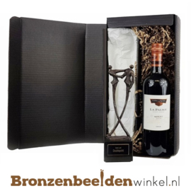 Jubileumgeschenk - doos met beeldje en wijn naar keuze