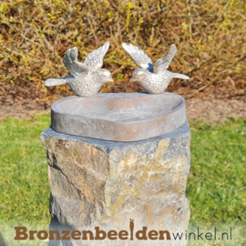 Bronzen vogels op vogeldrinkbakje BBW85395