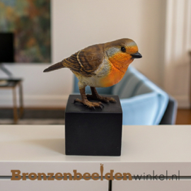 Asbeeld roodborstje in gekleurd brons BBW1543as